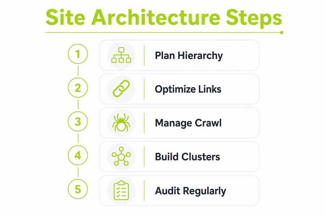 Infographic showing site architecture key steps