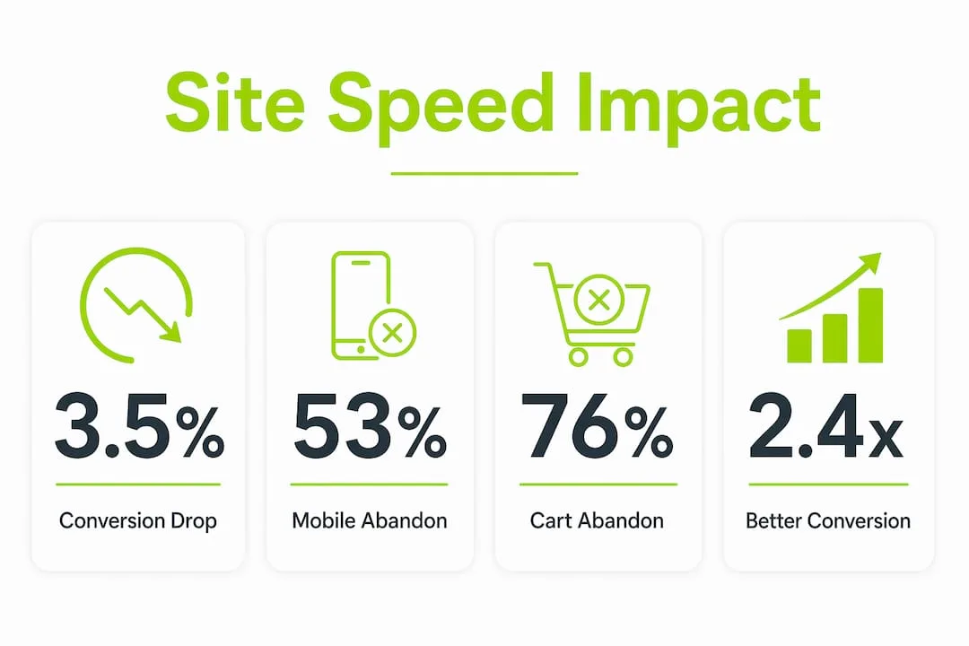 Infographic illustrating key website speed impact statistics